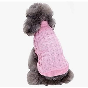 Pink knitted dog sweater - XS